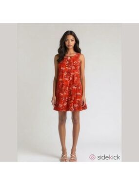 As U Wish Red Floral Dress Juniors Large